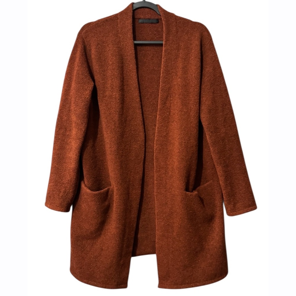 Jenni Kayne Cardigan XS Rust Brown Wool Yak Blend Open Front Duster Sweater - Picture 2 of 7
